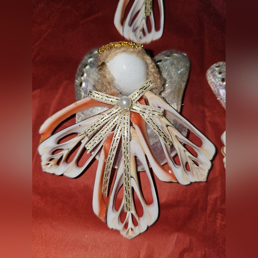 Seashell Folk Art Ornaments Lot Of 10 Beach Ocean Decor Native Angels Phillipine - Picture 8 of 14